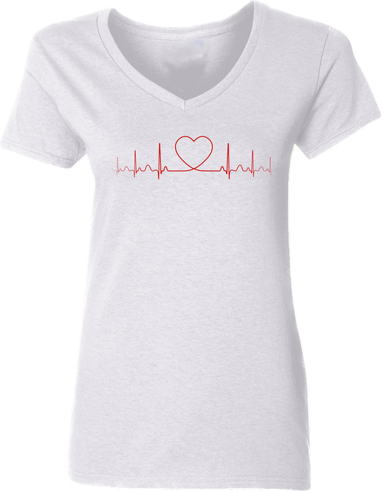 Women’s V-Neck T-shirt with Heartbeat Rhythm
