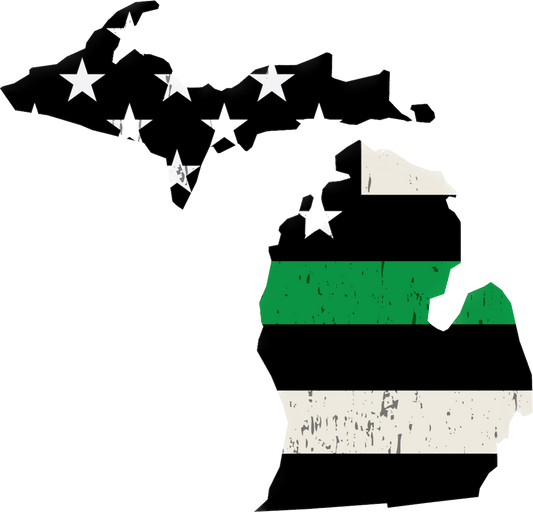 State of Michigan Thin Green Line Sticker