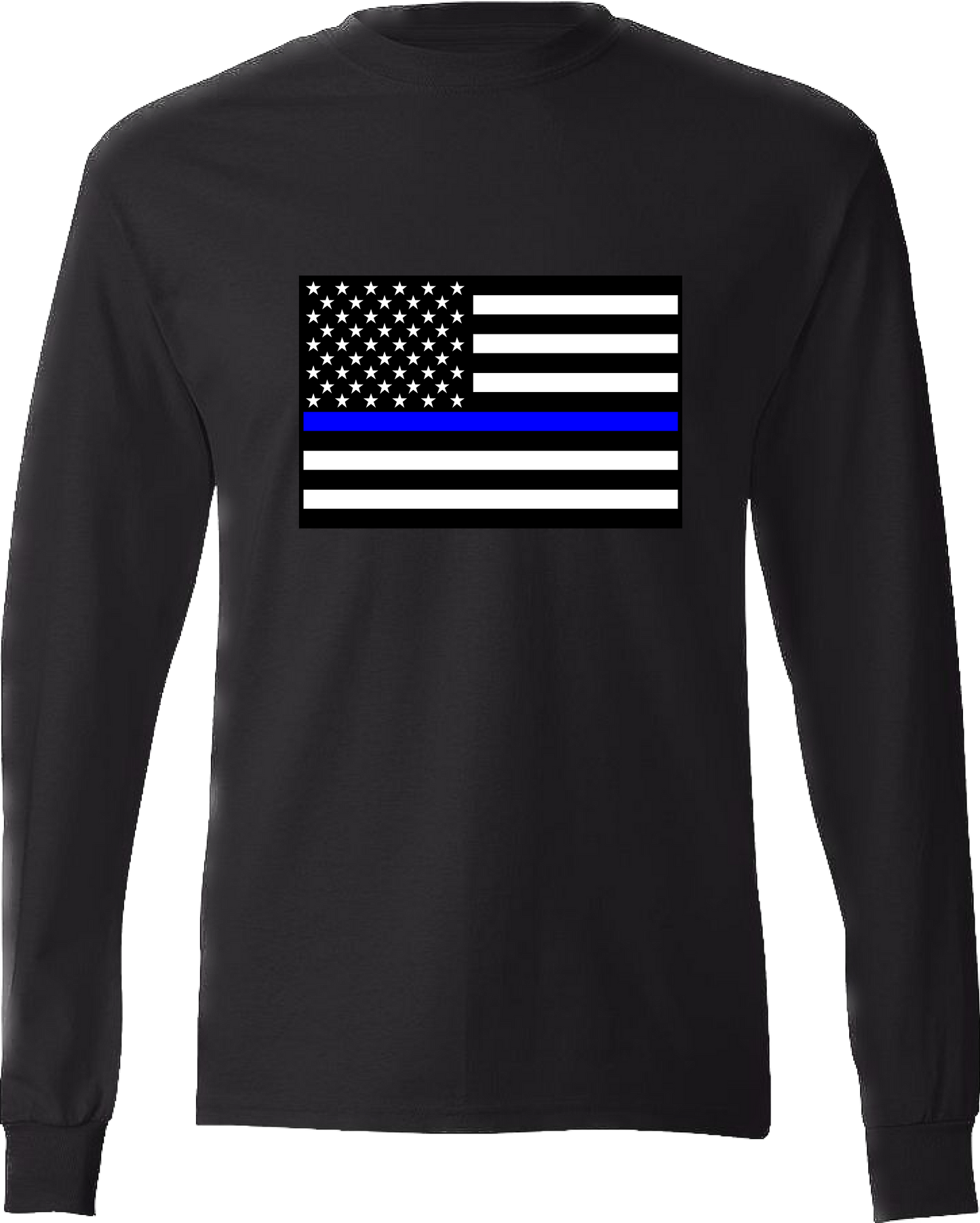 Thin Blue Line American Flag Long Sleeve T-Shirt