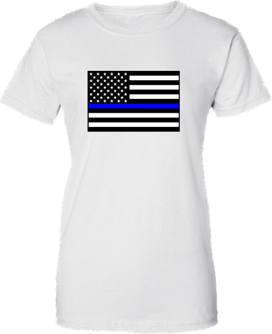 Women’s Thin Blue Line American Flag Short Sleeve