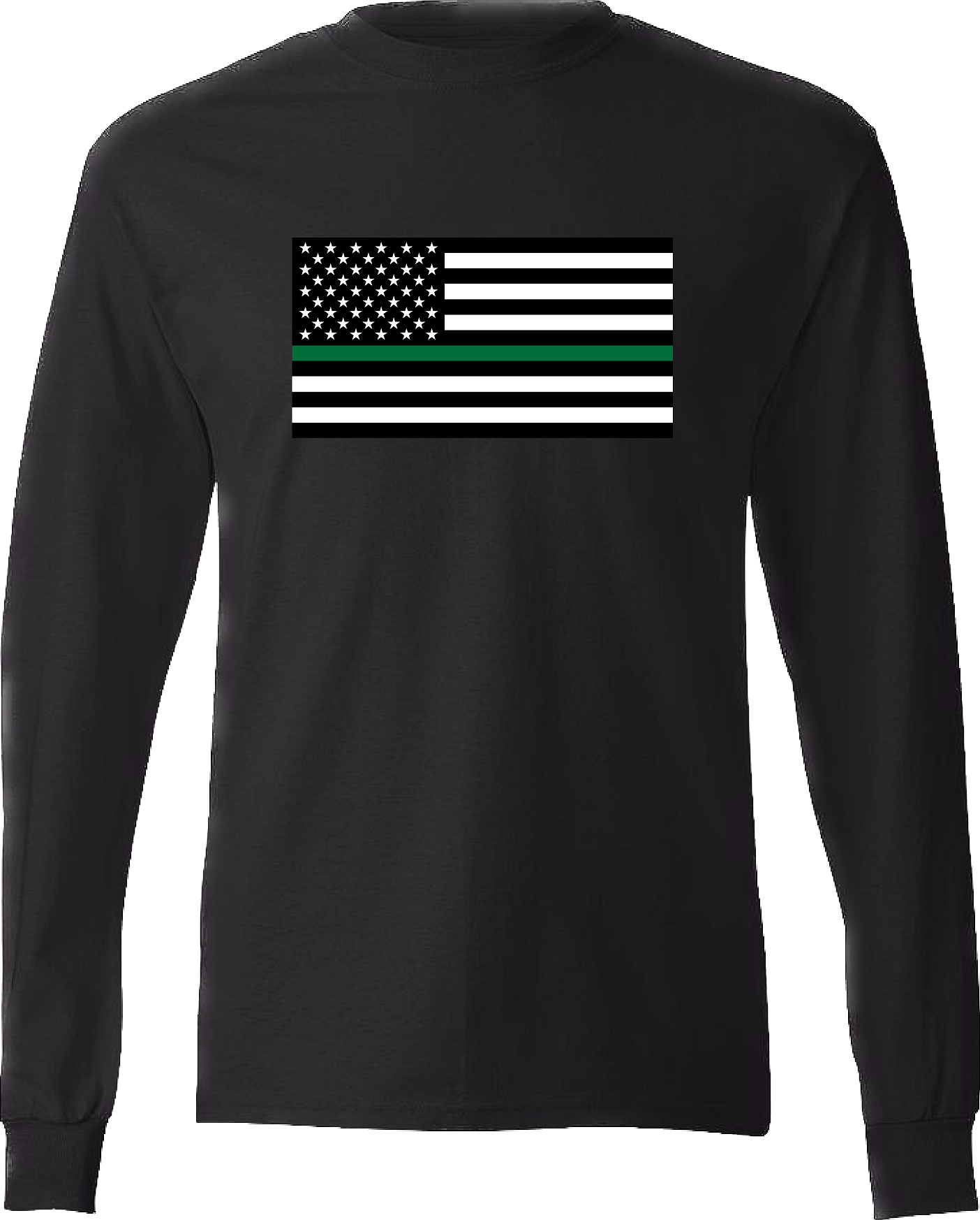 Thin Green Line American Flag Long Sleeve T-Shirt