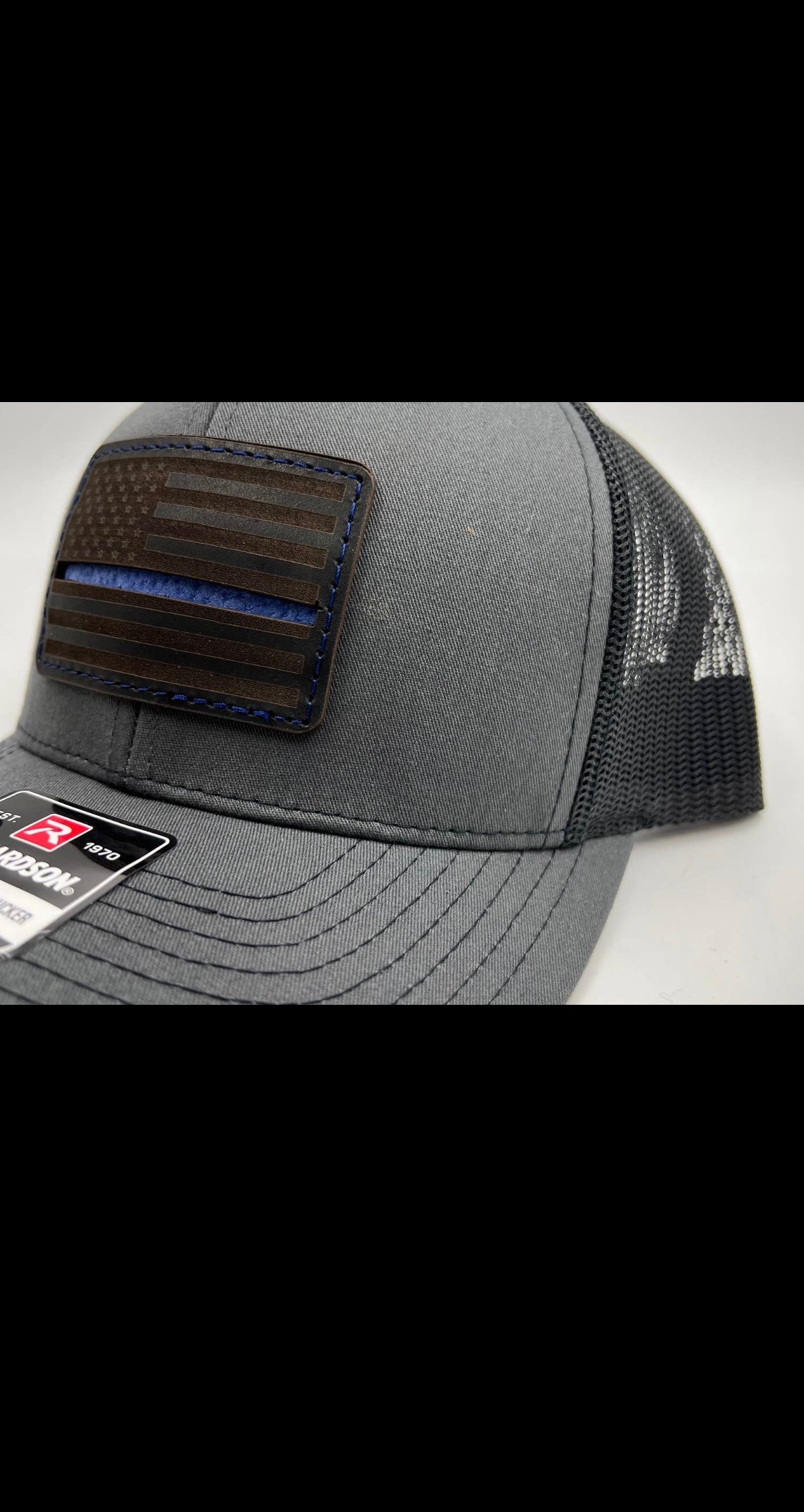 Thin Blue Line Leather Patch Hat