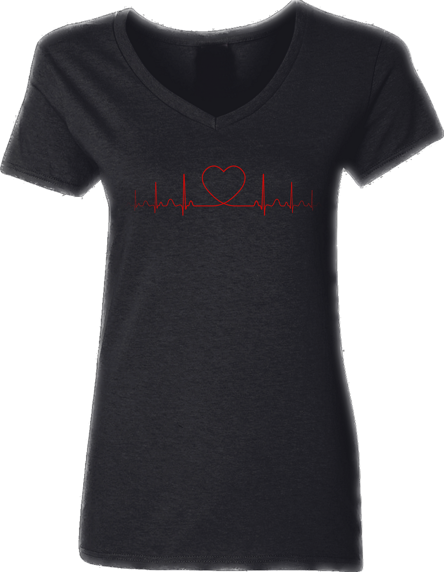 Women’s V-Neck T-shirt with Heartbeat Rhythm