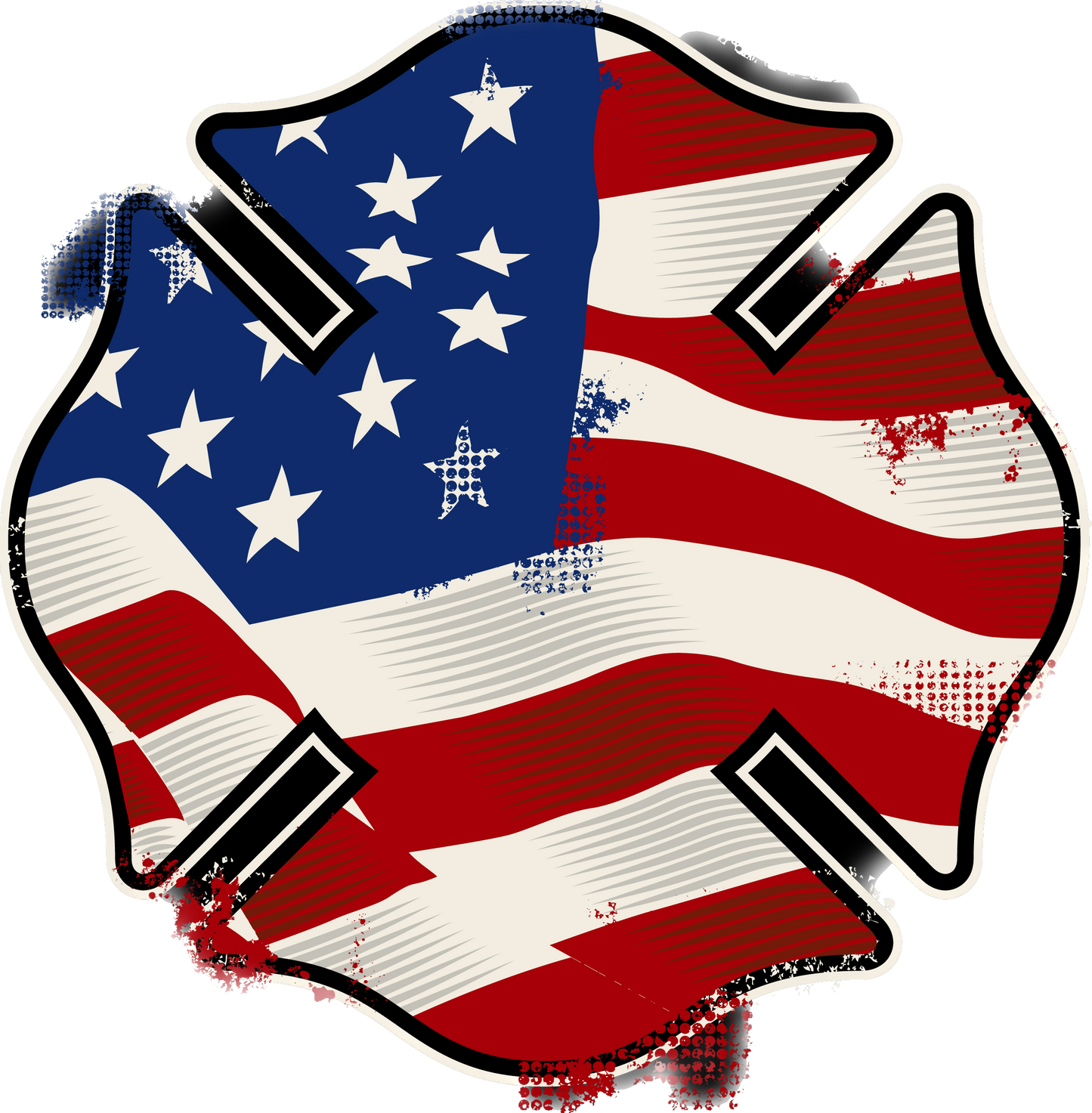 American Flag Firefighter Shield Sticker