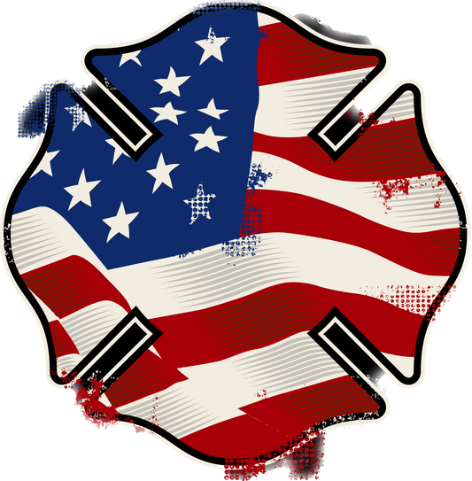 American Flag Firefighter Shield Sticker