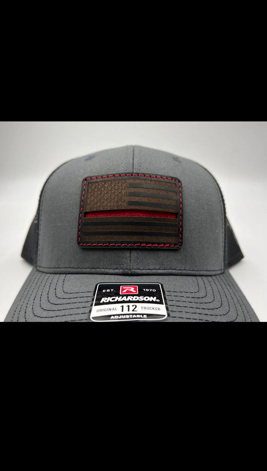 Thin Red Line Leather Patch Hat