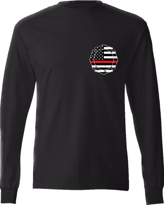 Thin Red Line Fireman Shield Long Sleeve T-Shirt