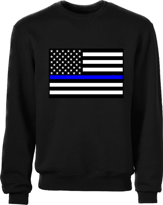 Thin Blue Line American Flag Crewneck Sweatshirt