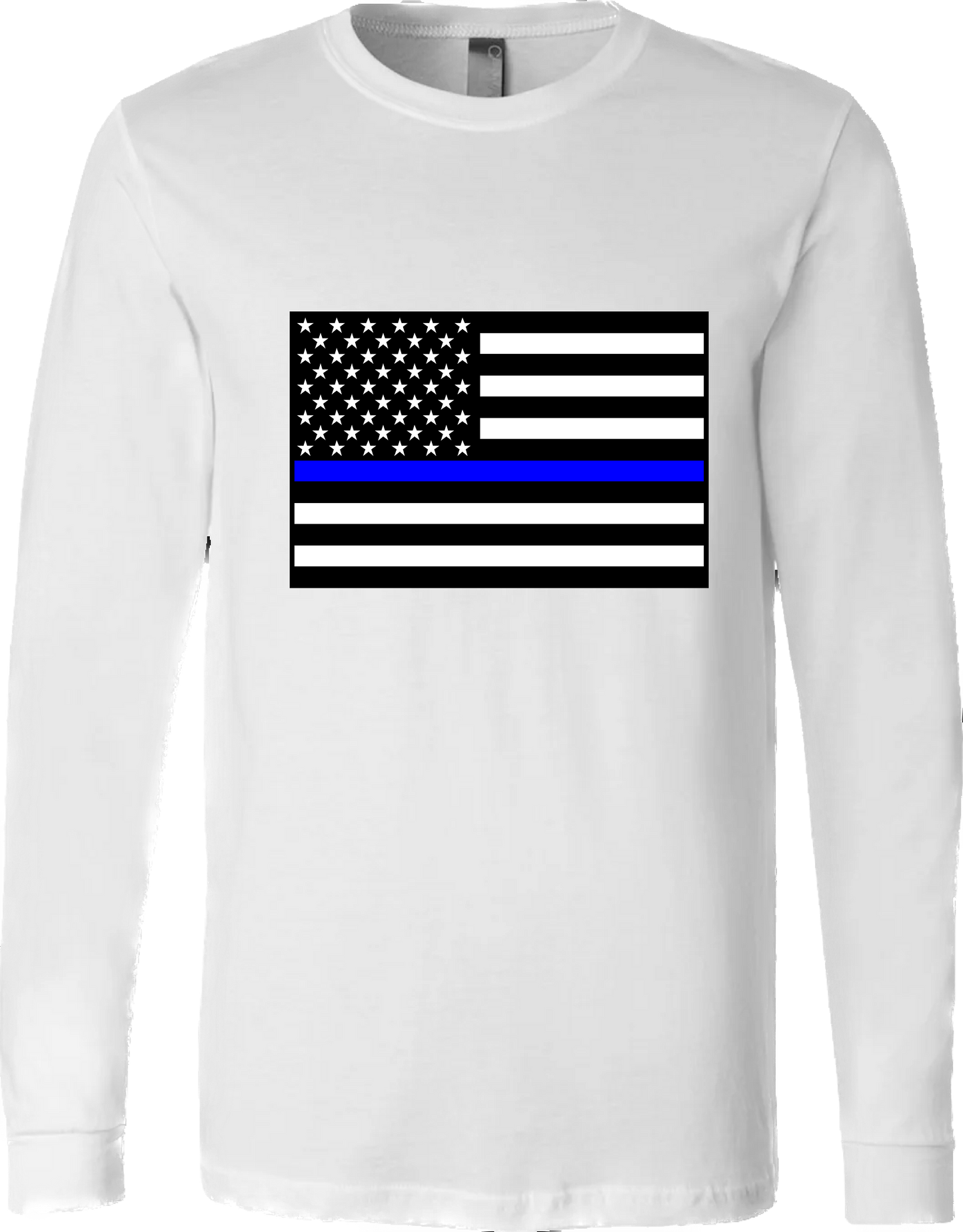 Thin Blue Line American Flag Long Sleeve T-Shirt