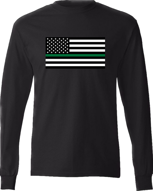 Thin Green Line American Flag Long Sleeve T-Shirt
